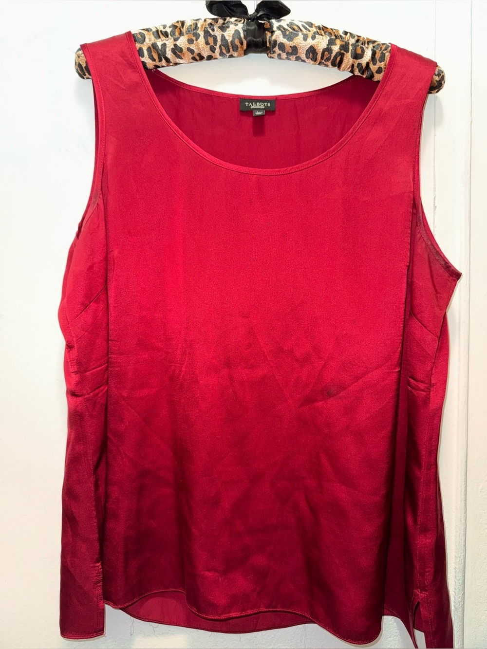 Talbots Womens 100% Silk Tank Top Red Sleeveless Tomato Girl Capsule Size 14